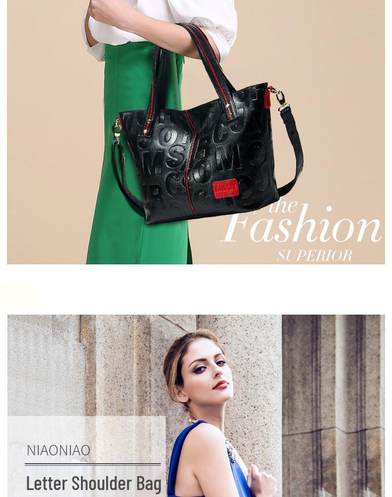 Qian Dian Women's Genuine Leather Tote: 2025 New Fashion Large Cowhide Shoulder and Crossbody Bag.