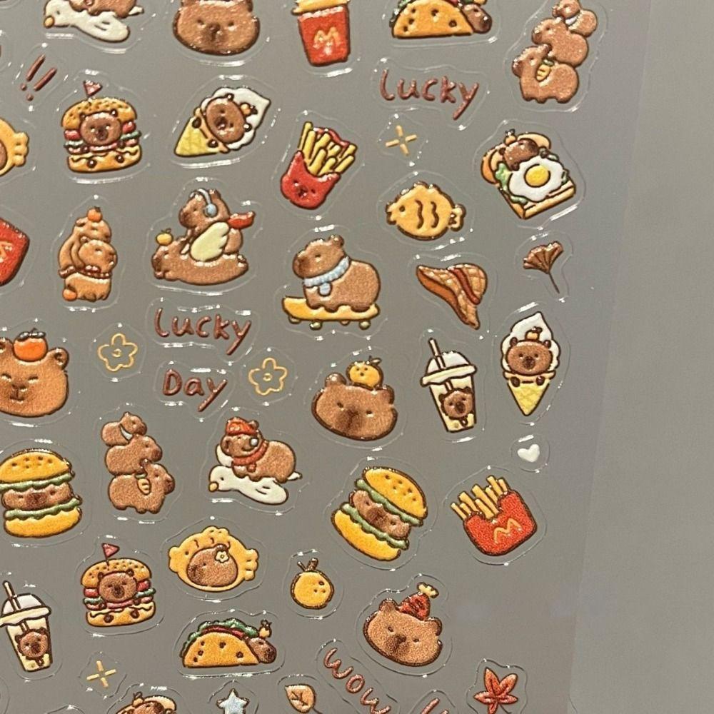 1/10pcs Cute Cartoon Cup Stickers Brown Capibala Capybara Stickers High Quality 3D Manicure Decals