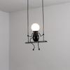 E27 Nordic Iron Little Man Pendant Lamp Creative Art Swing Man Hanging Pendant Light Kids Baby Children‘s Room Chandelier Decor