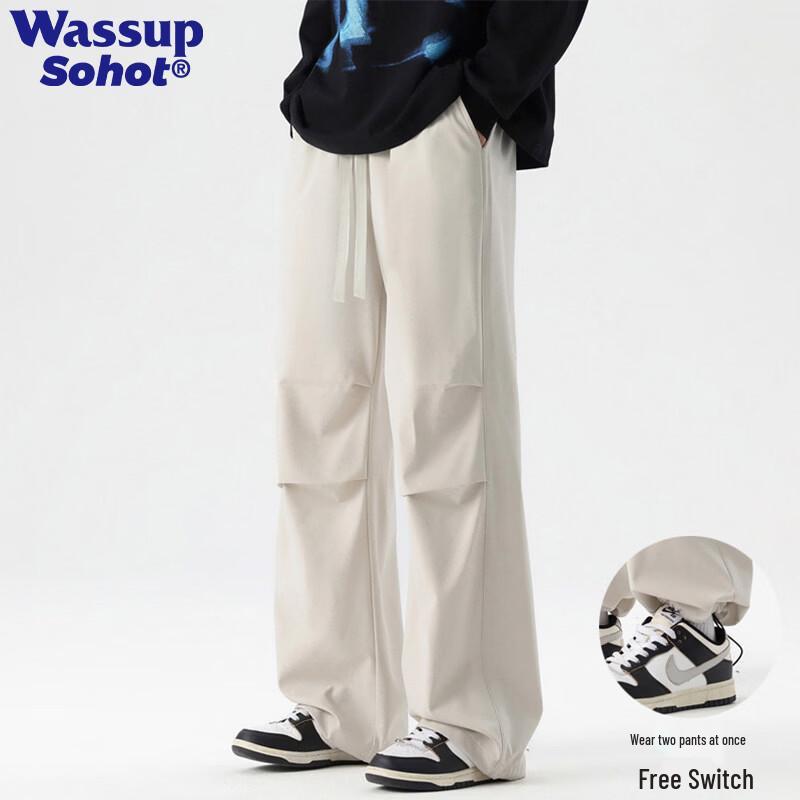 Wassup Sohot Men s Pleated Straight-Leg Casual Pants L