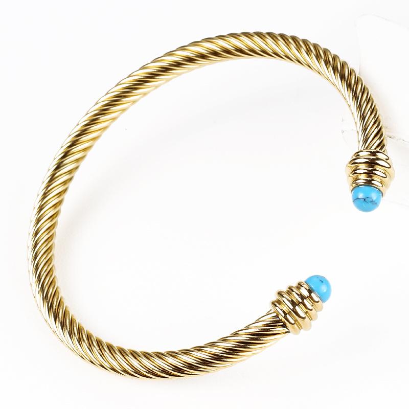 Bracciale in Acciaio al Titanio Cavo Europeo e Americano Cavo Intrecciato Elastico Femminile Anello a Mano a Forma di C
