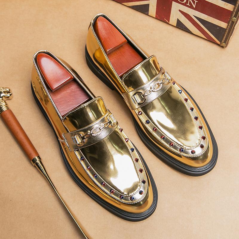 Large Size 46 Pointed Leather Shoes Men's Rivets Small Leather Shoes Men's Business Dress Casual Shoes Men's Hairstylist Men's Shoes