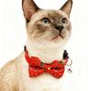 Bowknot Cat Collar with Bell Christmas Cat Collar for Small Medium Dog  Adjustable Double Bowtie Detachable Bell Cat Collar