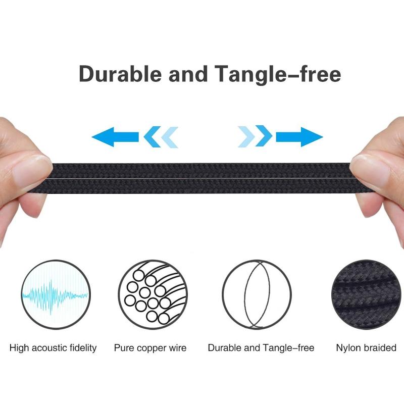 Replacement Nylon Braided Cable Cord For SRH940 SRH840 SRH750DJ SRH740 SRH440 Studio