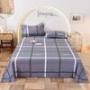 Geometric Grid Pattern Bed Sheet Set 3Pcs 100% Cotton Queen Size Bedding Set Skin-friendly Soft Bed Sheets with Pillowcases