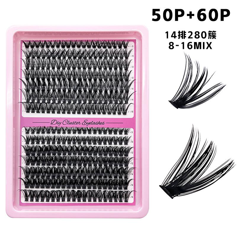 Flat False Eyelashes Stable Segmented Hairs 30P40P50P60P80P14 Rows Curled