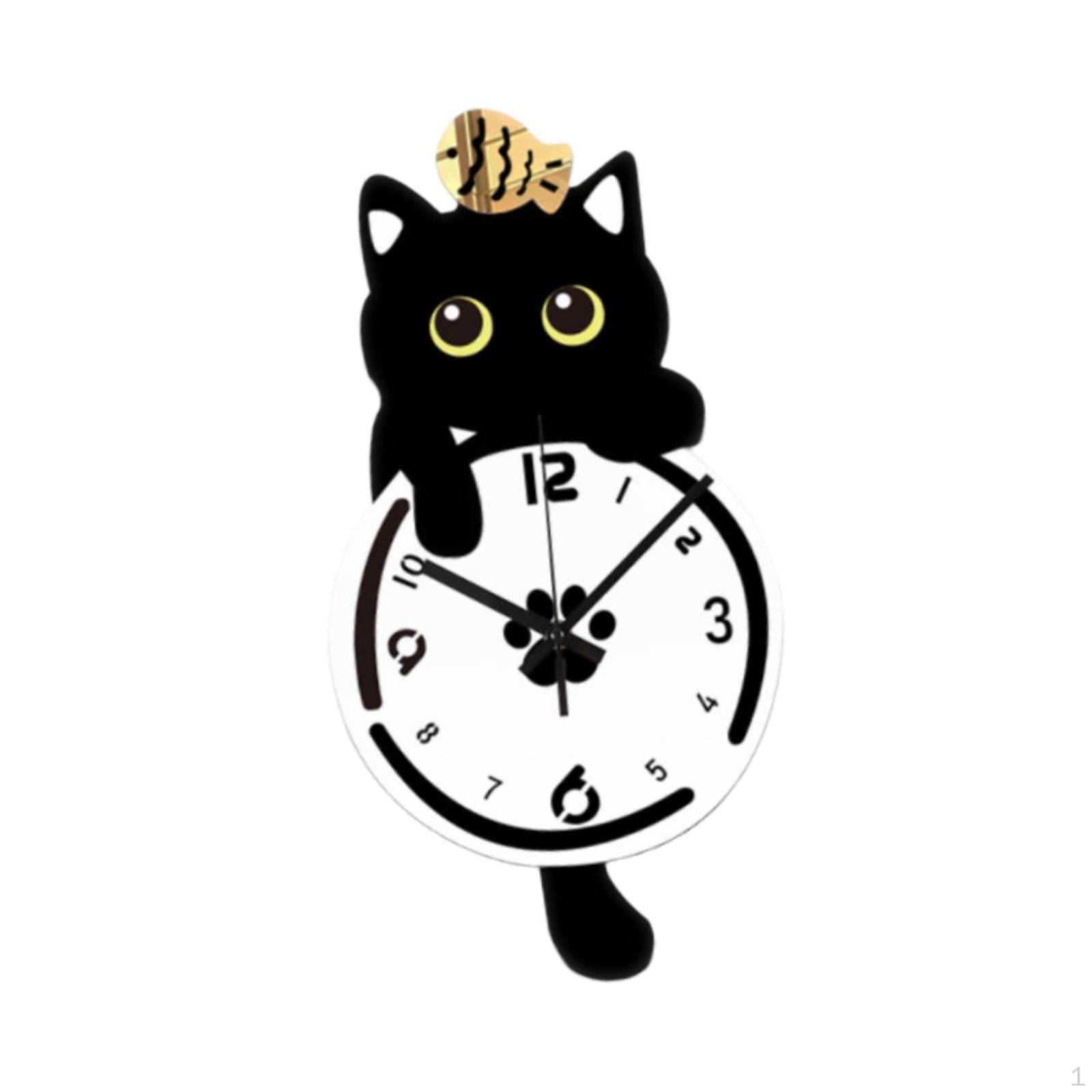 

Cat Pendulum Wall Clock Decorative Cute Lightweight Ornament Silent for Bedroom Classroom