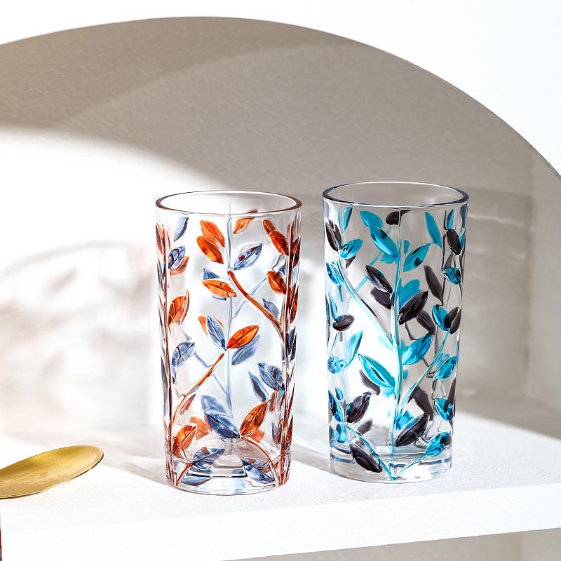 13oz Crystal Bubble Base Highball Glass Tumbler - Unique Leaf Design, Heavy Bottom for Water, Juice, Cocktails, and Beer