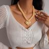Choker Women Clavicle Necklace Round Bead Sweater Chain Acrylic Love Heart Necklace  Spring Summer