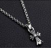 [USED] Silver 925 Cross Necklace with Cubic Zirconia and CZ for Men