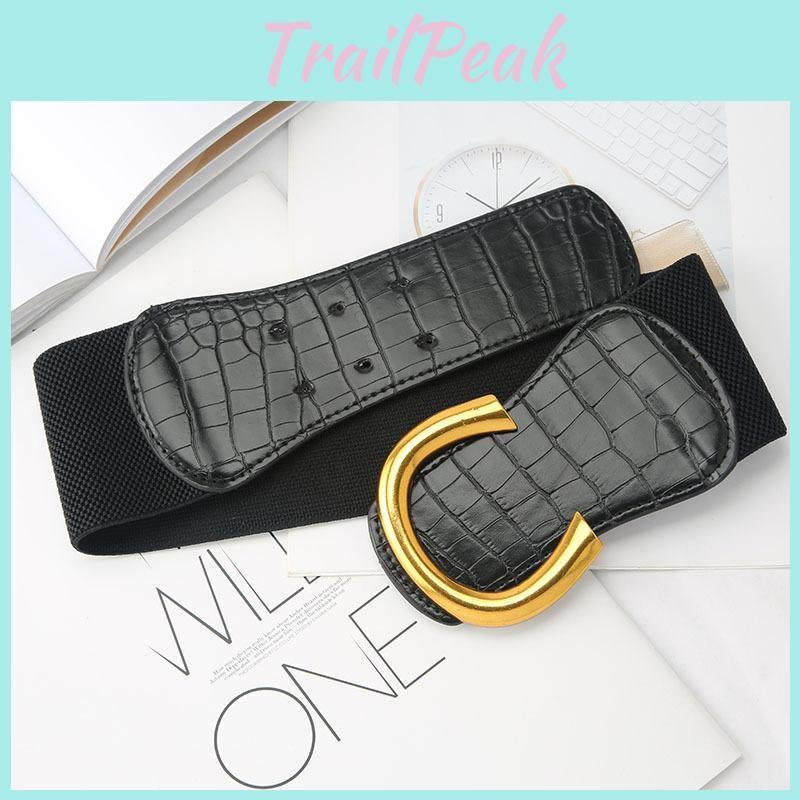 Smooth Buckle Ushaped Black Belt Womens Coat Dress Decoration Versatile