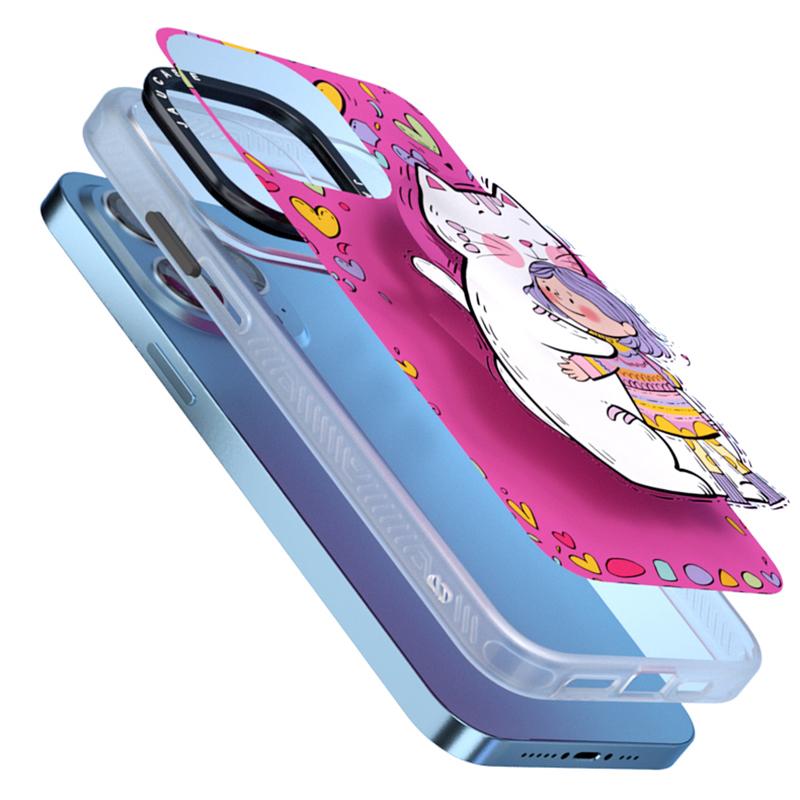JAUCASE For iPhone 15 Pro Case Compatible with MagSafe PC+TPU Phone Cover Cartoon Cat