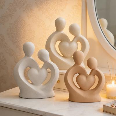 Yousheng Ceramic Couple Statue Hugging Couple Figurine Romantic Lover Sculpture for Wedding Anniversary Valentine's Day TV Stand Shelf Decor