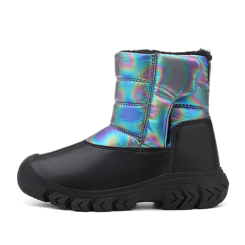 Children's cotton shoes Children's high-top snow boots Winter waterproof and piled thickened warm Children's cotton outdoor sports shoes