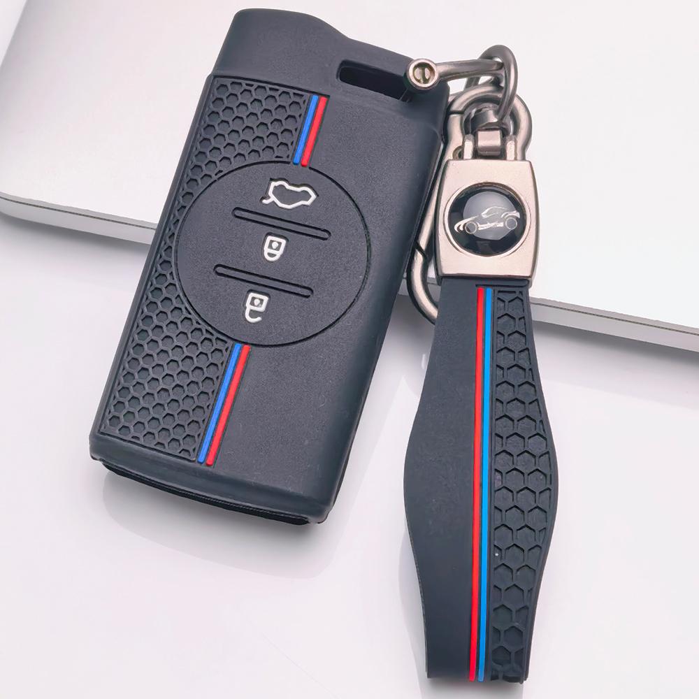Honeycomb Car Key Cover for Chery Tiggo 2 Tiggo 3X Tiggo 4 Tiggo 5X Tiggo 7 Pro Tiggo with Keychain Honeycomb Texture Racing Stripe Key Fob Protector