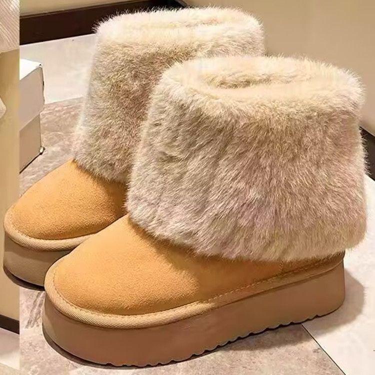 

35-43 Large size wide feet women s shoes 41 Snow boots women s warm fluffy thick soles piled thickened Northeast large cotton shoes 42 35