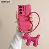 Süße Cartoon-Hund Daunenjacke Lanyard Hülle für Samsung Galaxy S23 S24 S25 Ultra S22 S21 Plus FE A56 A55 A54 A16 Handgelenkband Abdeckung