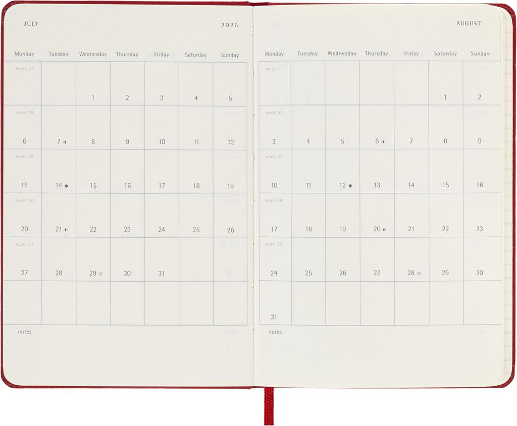 Moleskine 2026 January Weekly Pocket Size x Scarlet DHF212WN2Y26 Planner, Start, 12-Month Diary, (9cm 14cm), Hardcover, Red,