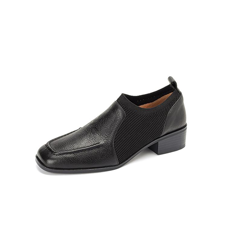 

2024 Новые туфли из натуральной кожи высшего качества в стиле ретро для женщин, весенние туфли без застежек на платье с круглым носком, женские мокасины на высоком каблуке, женские туфли на каблуках 34 чёрный