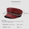 PU Leather Beret Hat Silver Chain Decor Octagonal Beret Cap Vintage Peaked Hat  Autumn Winter