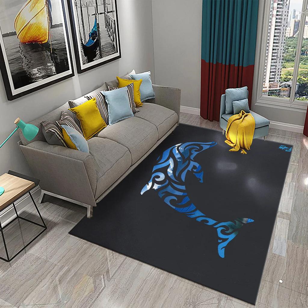 3D Dolphin Abstract Art Carpet for Kitchen Mat Entrance Doormat Bedroom Floor Decor Living Room Carpet Bathroom Anti-slip Rugs