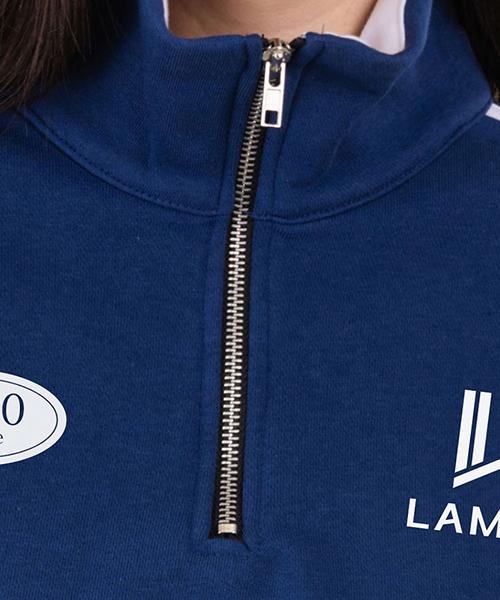 Ellamo Women'S Terry Track Half-Zip Collar Oversized Sweatshirt [Blue]