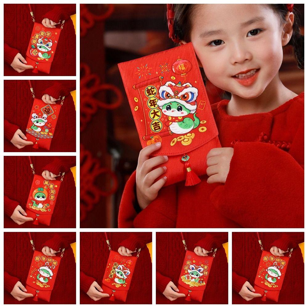 

Lucky Money Wallet 2025 Red Envelope Purse Snake Year Mascot Money Packing Bag Kids Style 2
