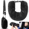 Travel Neck Pillow With Fillable Clothing Storage Bag U-Shaped Pillowcase Crystal Fleece Neck Pillow Cover For Airplane Travel