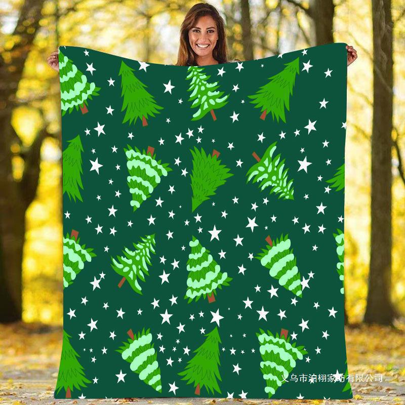 Santa Claus gives out gifts digital-printed polyester Bedroom velvet flannel cover blanket Fleece soft cover blankets for beds