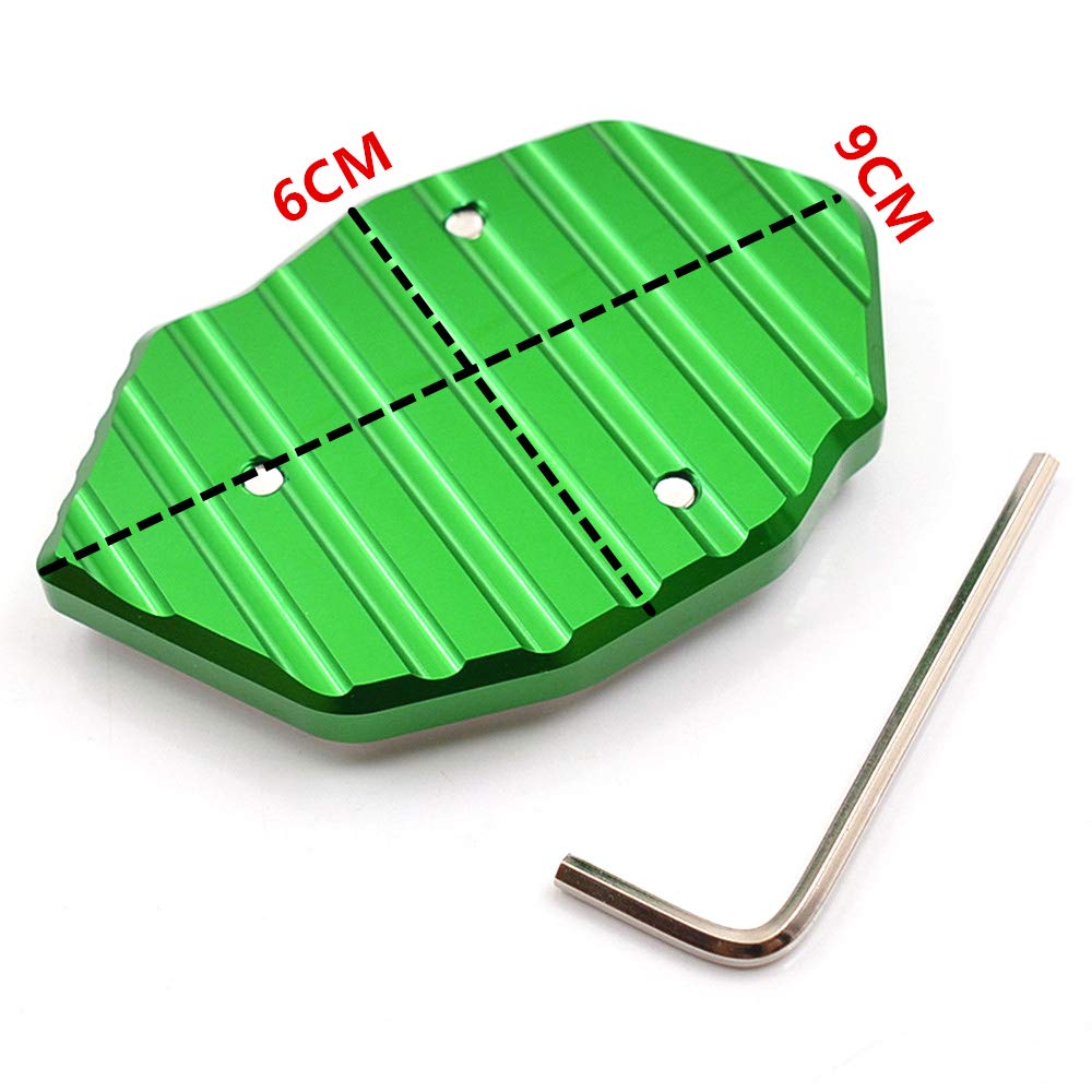 LEDISHUN Kickstand Side Stand Plate Extension Aluminum Compatible Models Kawasaki Versis 1000 2012-2022 Versis 300 X300 X250 2017-2022 (Green)