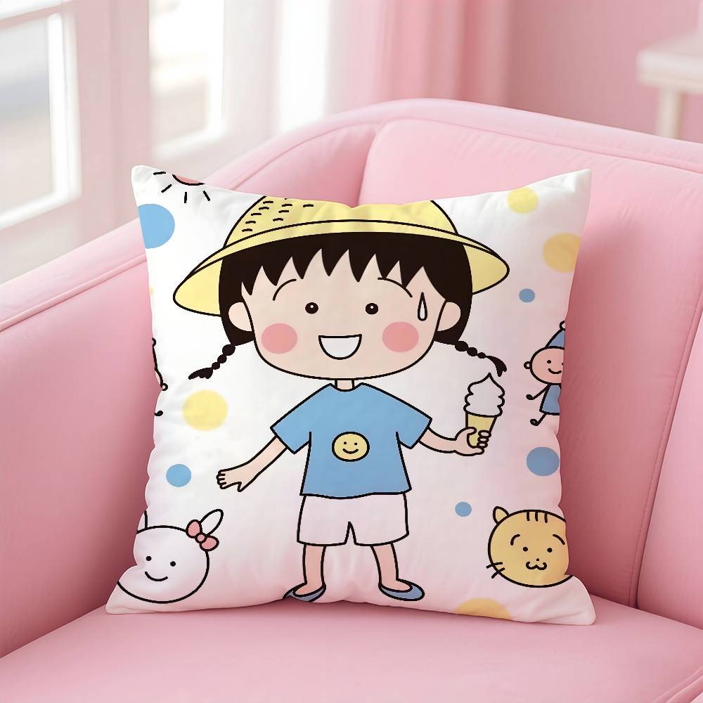Anime C-Chibi M-Maruko-Chan Pillow Case Pattern Printing Pillowcase Living Room Sofa Cushion Cover Bedroom Room Decor