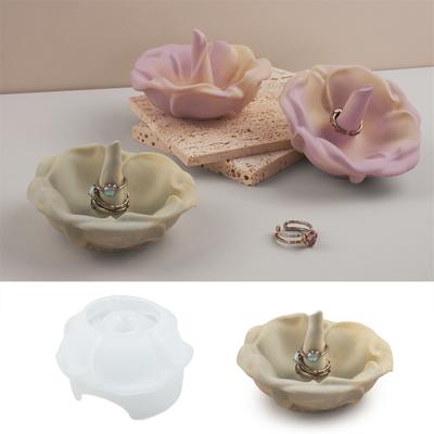 Molde de Silicona Versátil de Flor Rosa para Crear Plato Hecho a Mano, Molde para Soporte de Anillos, Molde para Hacer Joyería de Resina Epoxi