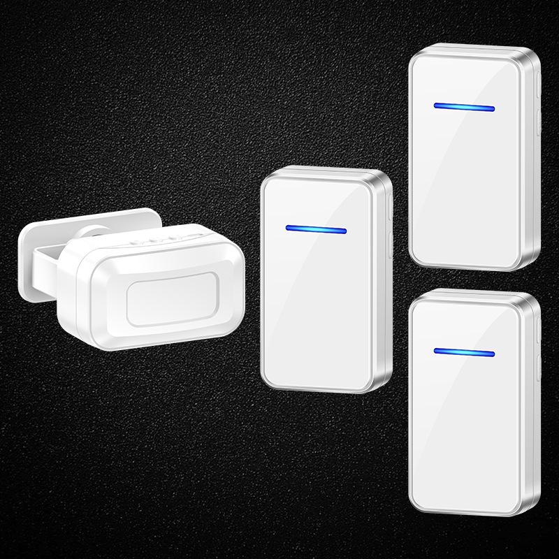 Welcome Sensor Doorbell with Voice Greeting - One-to-Three Shop Entrance Alarm White 1 Sensor + 3 Receivers