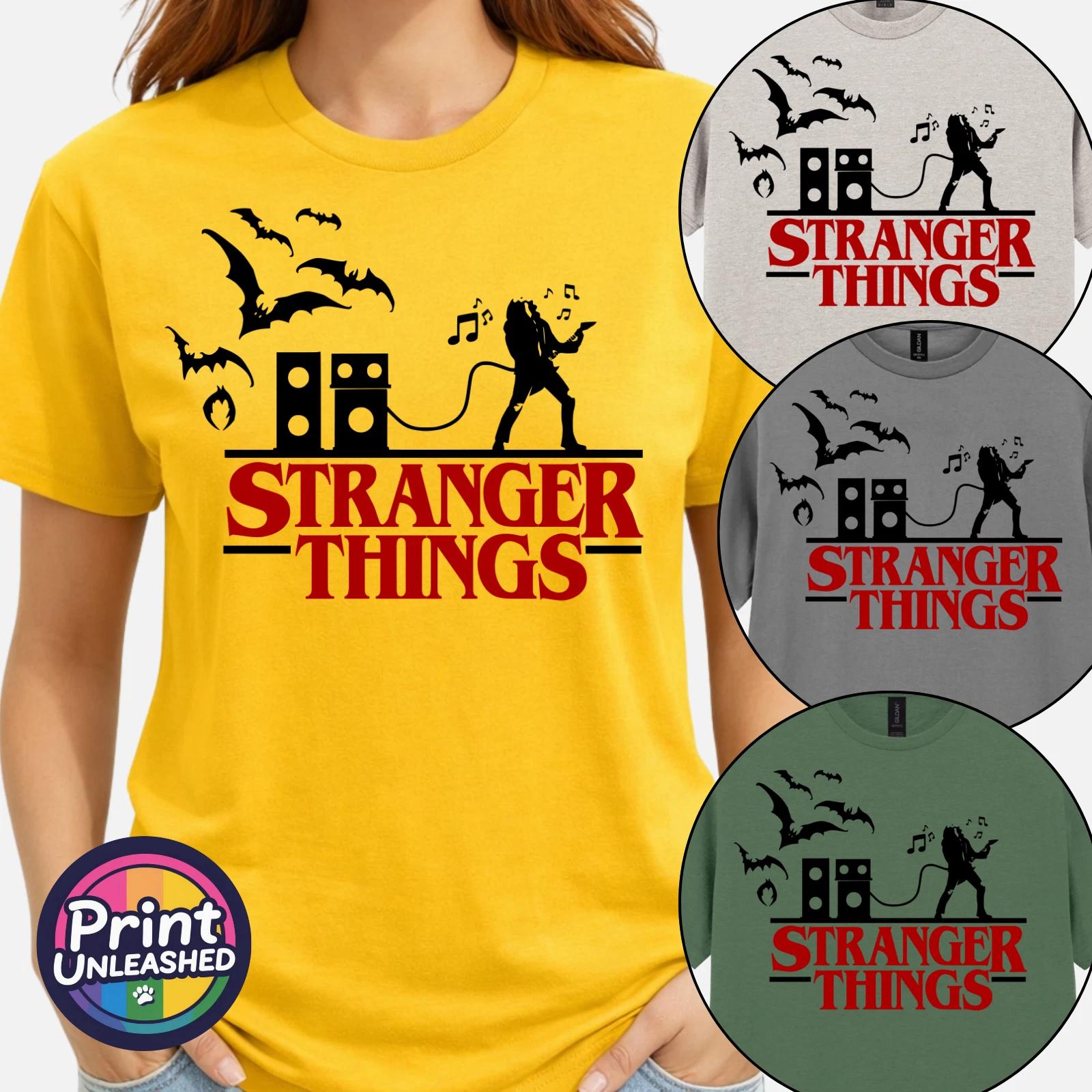 Eddie Munson T-Shirt Upside Down Guitar Graphic Stranger Tee Unisex S-2XL 3XL