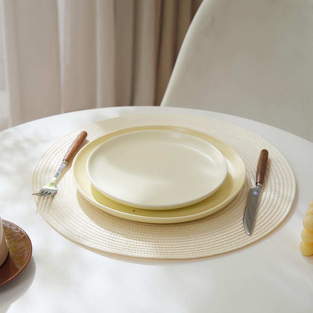 Rund Geflochtenes Set von 6 Waschbaren Runden Tischsets für Weihnachten Küche Hochzeit Esstisch 38cm Gewebte Hitzebeständige Platzsets