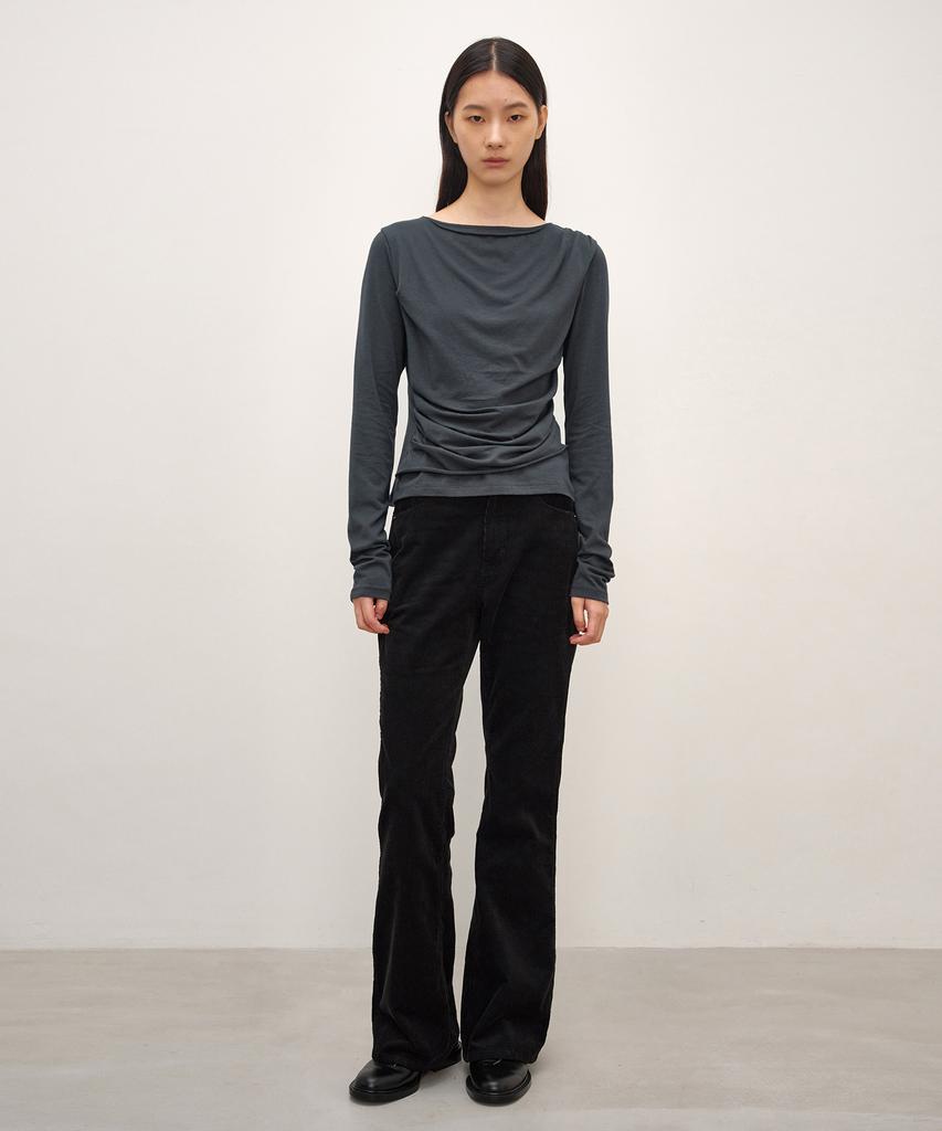 INSILENCE WOMEN Classic Corduroy Bootcut Pants Black