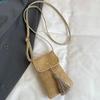 X7XC Vintage Crossbody Phone Bag for Women Fashionable Beach Vacation Woven Straw Small Shoulder Purse Wallet with Tassels