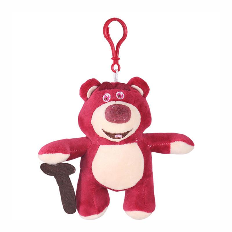 Adorable Plush Strawberry Bear Keychain Super Soft Short Plush Mini Stuffed Toy