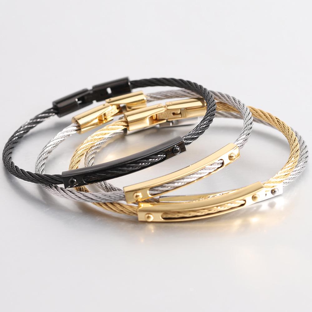 Versatile 5MM Titanium Steel Cable Wire Bracelet for Women - European & American Style