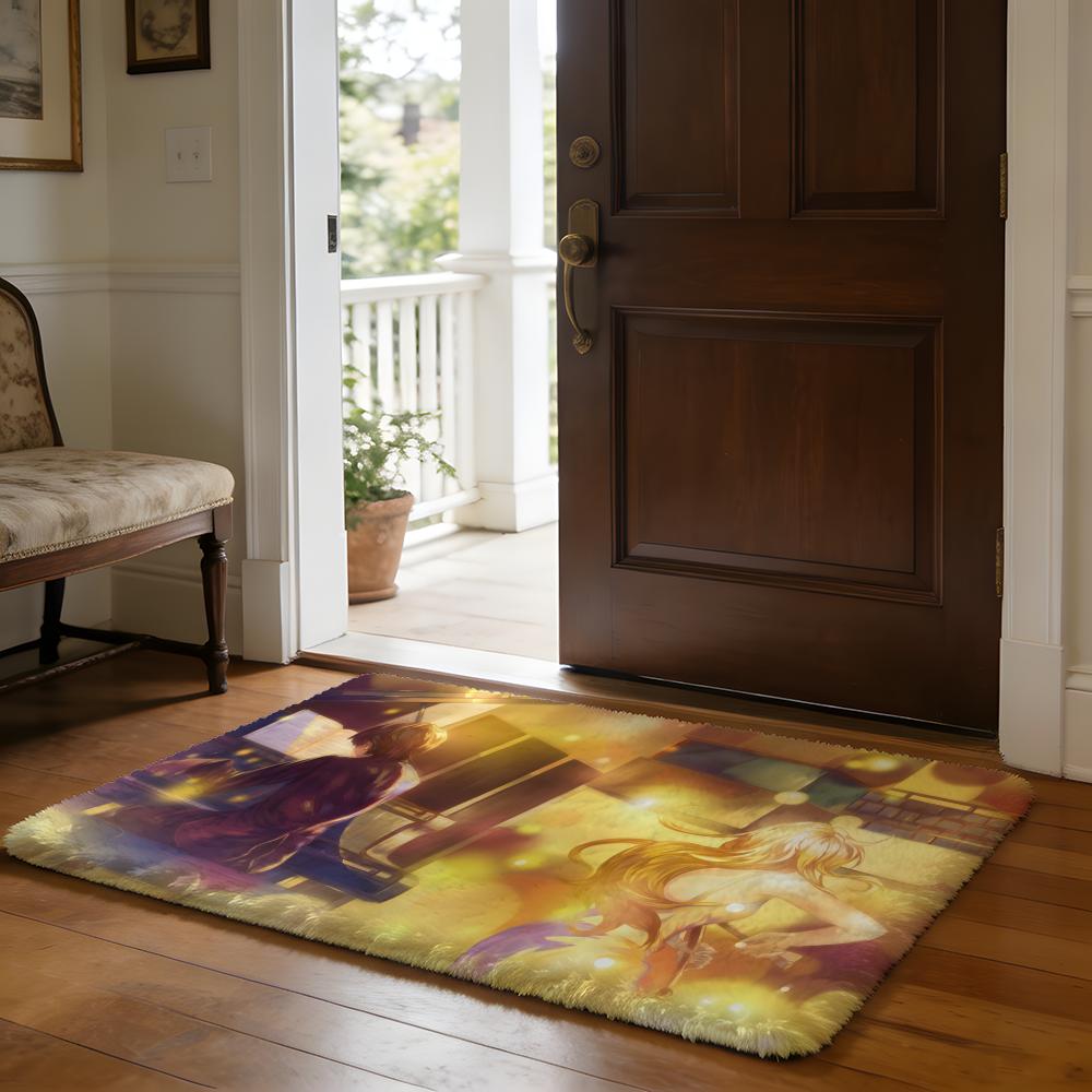 Floor Mat Soft Flannel Rug Non-Slip Absorbent Mat for Bathroom Bedroom Home Decor Anime A-Your Lie in April