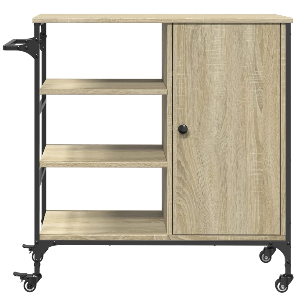 Kitchen Trolley in Sonoma Oak Finish 87.5 x 38.5 x 84.5 cm Particleboard