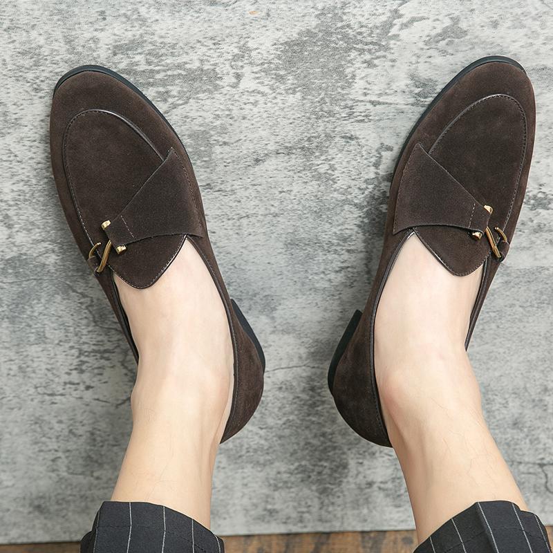 Men’s Loafers Dress Shoes Brown Suede Shoes Men Black Retro Formal Shoes Tuxedo Wedding Blazers Saddle Shoes Over Sized