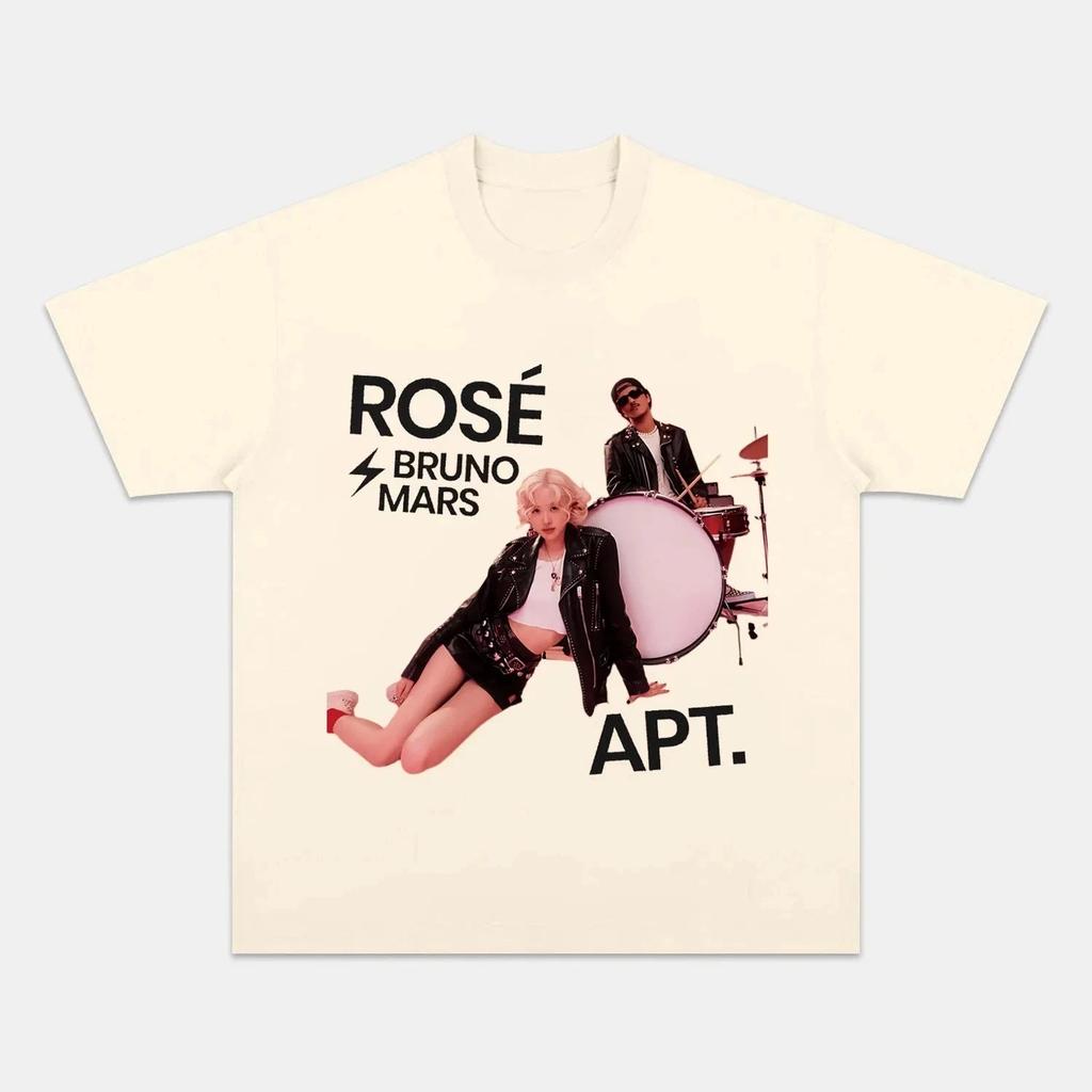 ROSÉ & Bruno Mars "APT." Vintage Pop-Rock Oversized Women And Men T-shirts