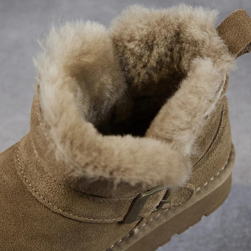 Johnature Cow Suede Snow Boots Women's Short Boots With Thickened Plush And Warm Cotton Shoes