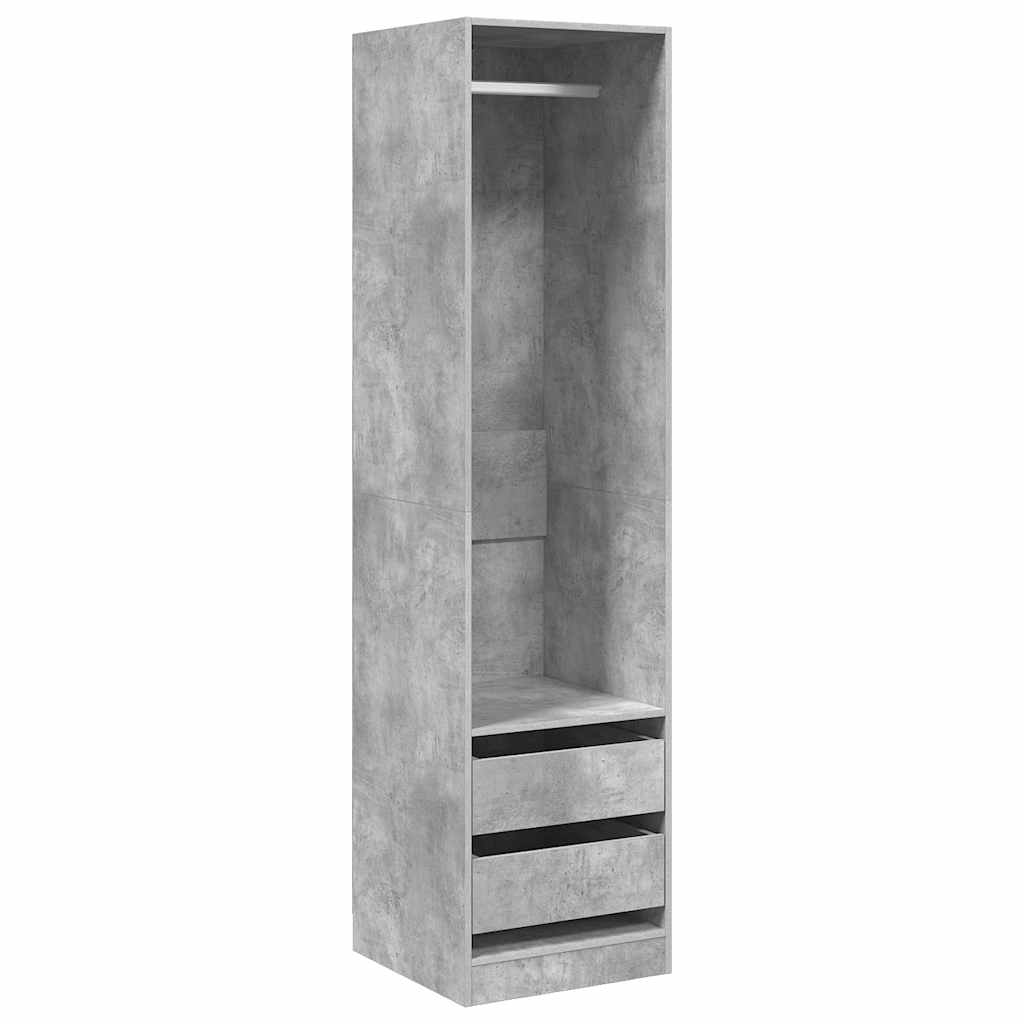 Wardrobe with Drawers Concrete Grey 50 x 50 x 200 cm Particleboard