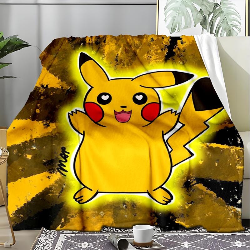 Pikachu Power Print Flannel Blanket, Soft Warm Lightweight Throw Blanket for living Room,Sofa Bed Camping office