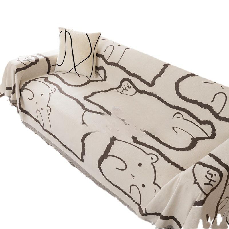 Cartoon Sofa Towel Chenille Anti-Scratching Sofa Cover Cloth Four Seasons Universal Full Covered Sofa Cover Household Sofa Cover