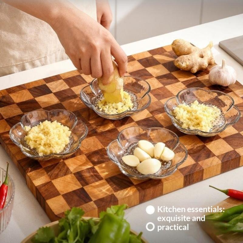2pcs Multi-Functional Garlic Grinding & Seasoning Dish Kitchen Prep & Dipping Tool For Garlic, Ginger, Chocolate, And More