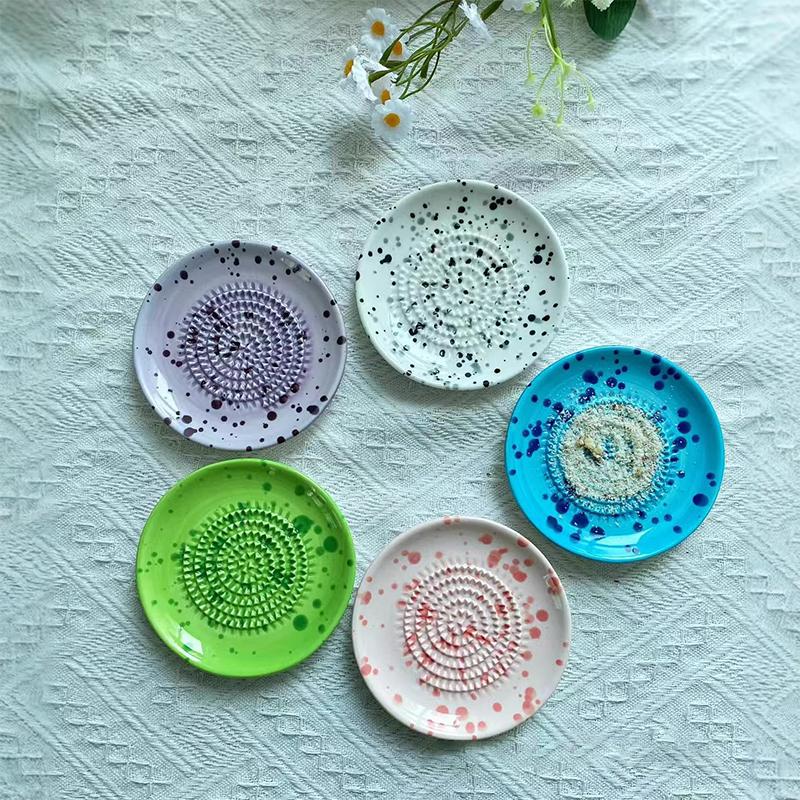 Ceramic Grater Plate Food Grade Non-Slip Garlic Ginger Spices Grinding Tool for Home Kitchen Daily Cooking