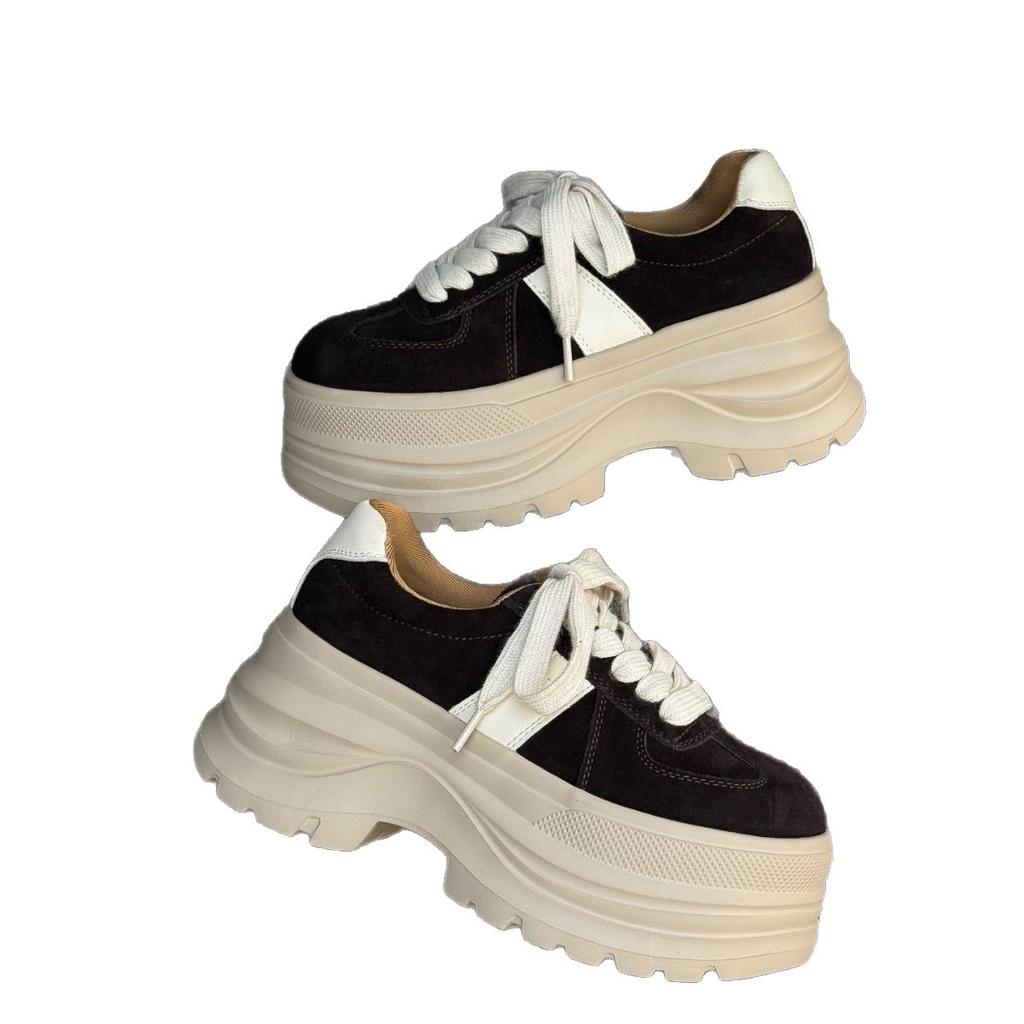 Thick baseplate shoes women's muffin 6cm light and comfortable 2025 autumn new fashion versatile height increase German training single shoes women